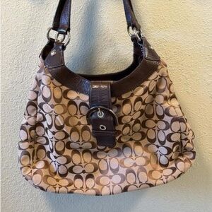 Coach Tan and Brown Signature Shoulder Bag {Vintage}